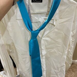 Diamond Supply Co. Men's White Shirt with Blue Tie